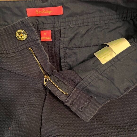 Lilly Pulitzer Navy Blue Waffle Texture Cotton Shorts Size 4 - Picture 3 of 7